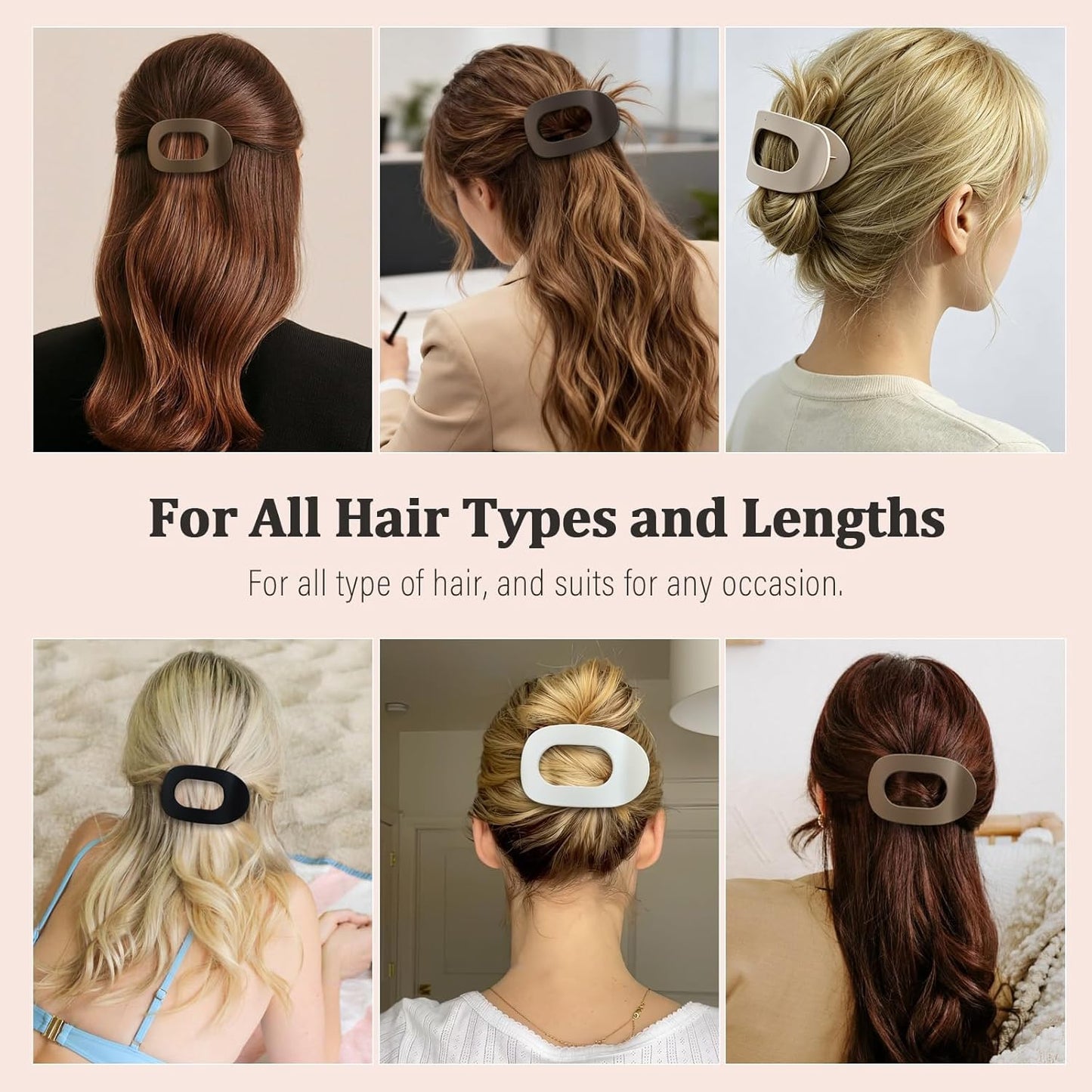 Bphne 4 Pack Flat Hair Clips for Women – Matte Oval French Claw Clips, 3.8 Inch Non Slip Strong Hold for Thick & Thin Hair, Lay Flat Design for Work Yoga Daily Styling