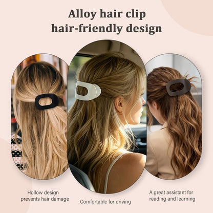 Bphne 4 Pack Flat Hair Clips for Women – Matte Oval French Claw Clips, 3.8 Inch Non Slip Strong Hold for Thick & Thin Hair, Lay Flat Design for Work Yoga Daily Styling