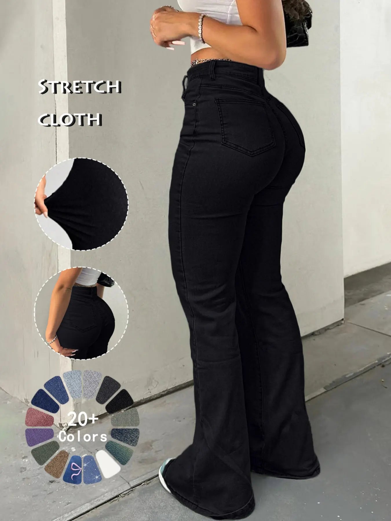 GILIPUR Y2K Women'S High Waist Flare Leg Jeans, Casual Button Fly Pocket Design Bell Bottom Denim Pants, Women'S Bottoms for Daily Wear, Kardashian Style, 000 Jeans, Light Wash, Flared Leg Jeans, Womenswear